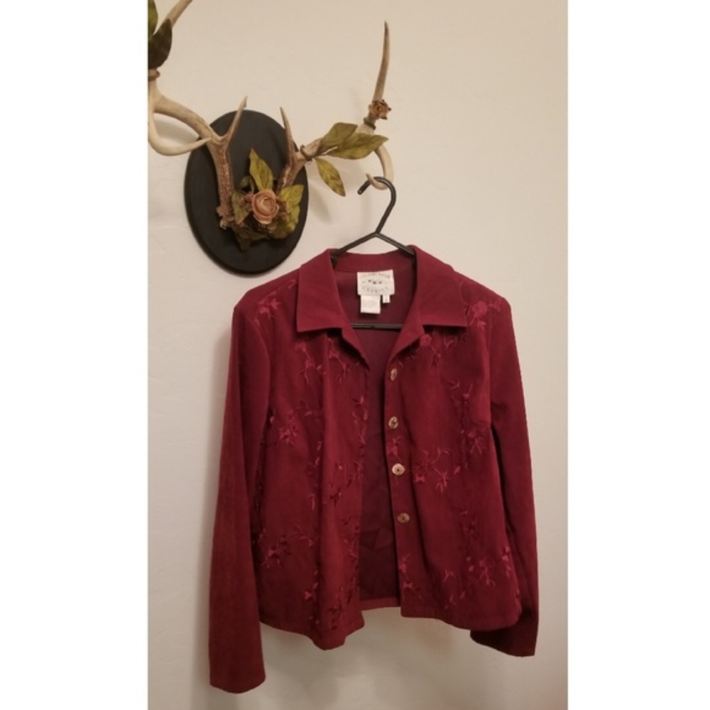 Maroon Vintage Embroidered Button-up shirt